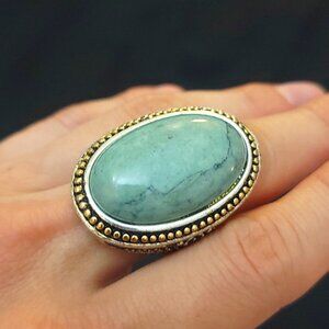 Vintage Turquoise Gold Tone Statement Ring